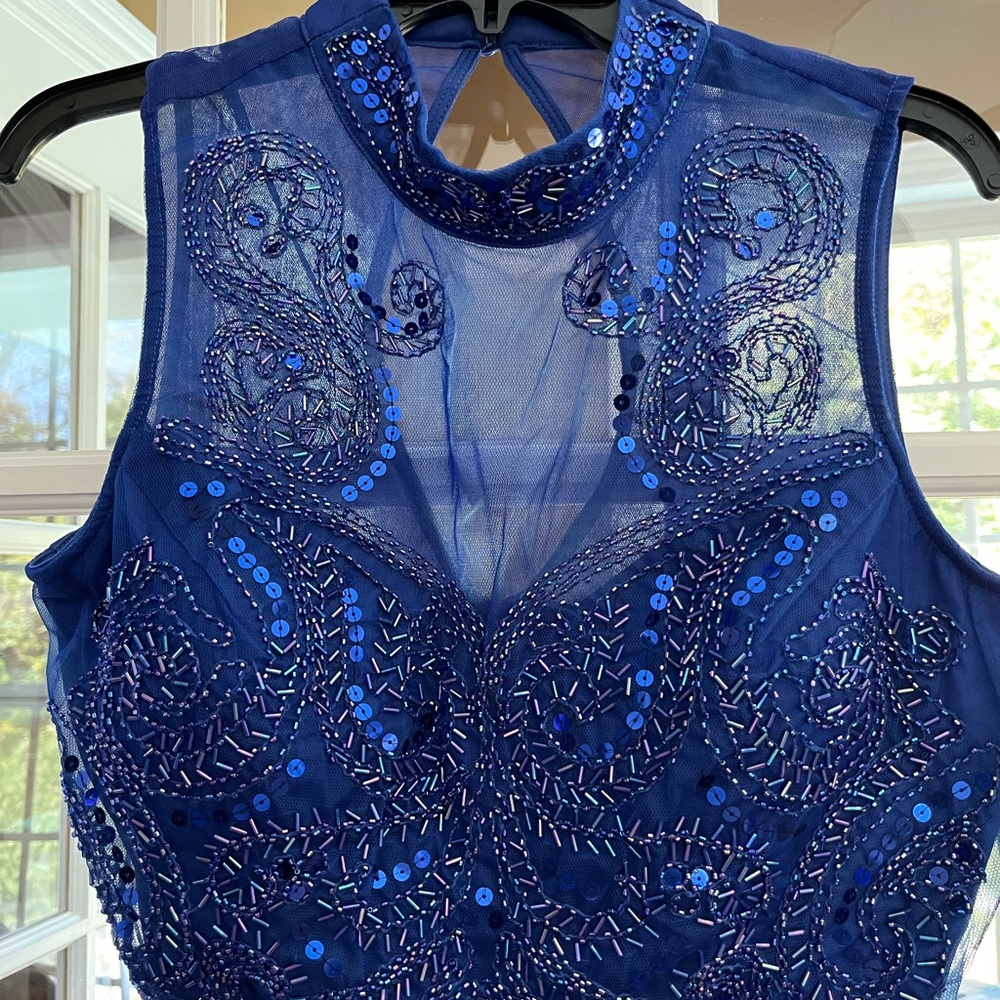 Love Reign formal royal blue top and mini skirt set